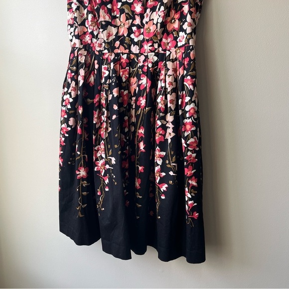 Talbots Women's 12 Floral Sleeveless Pleated Fit & Flare Dress Pockets Cocktails - Picture 4 of 10